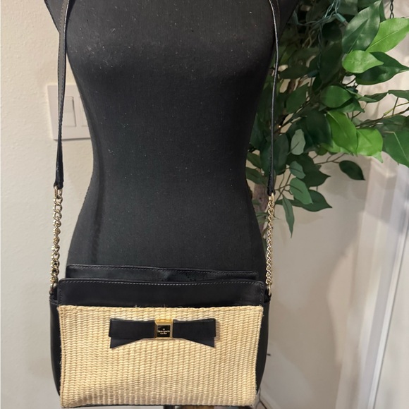 Kate Spade New York Montford Park Straw & Black w/ Gold Crossbody Bag / Purse - Picture 8 of 16
